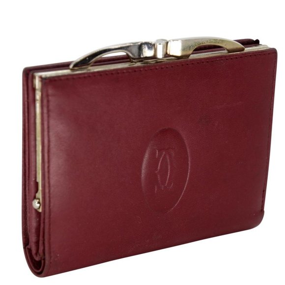 Cartier Handbags - Cartier Kisslock Leather Embossed Compact Wallet